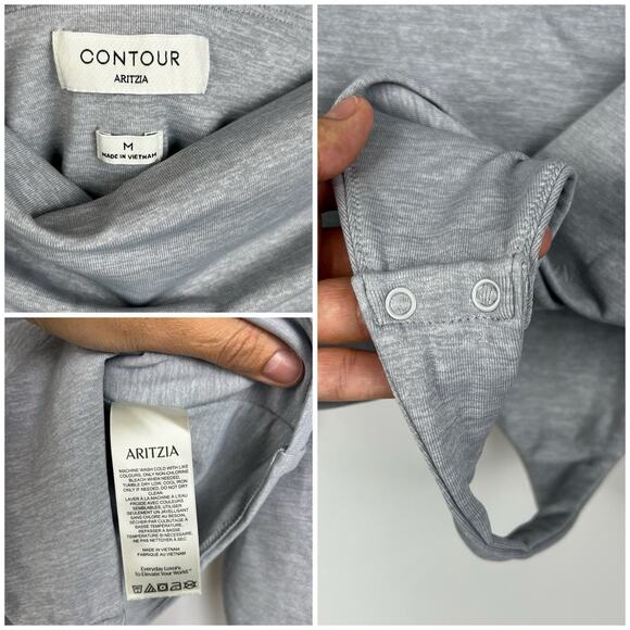ARITZIA Contour Deco Off Shoulders Gray Bodysuit M - Picture 9 of 11